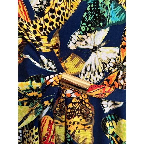 Ellen Tracy Dress 14 Colorful Butterfly Stretch Career Church Washable NEW - Picture 10 of 11